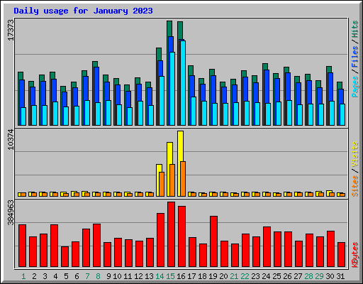 Daily usage for January 2023