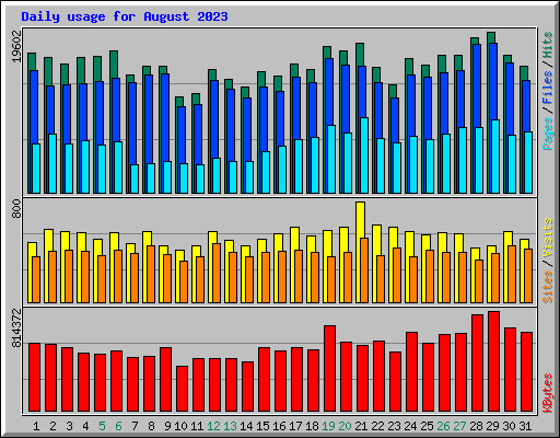 Daily usage for August 2023