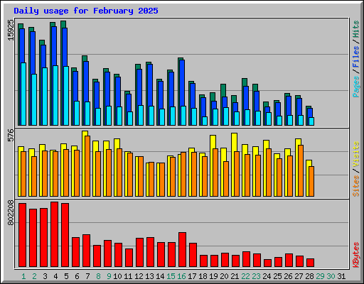 Daily usage for February 2025