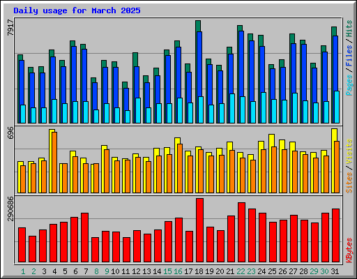 Daily usage for March 2025