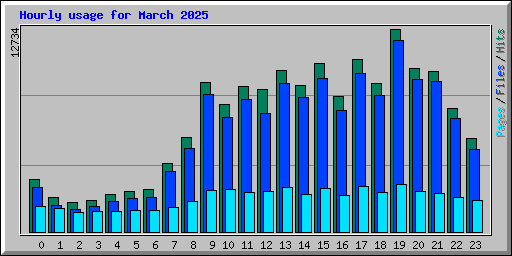 Hourly usage for March 2025